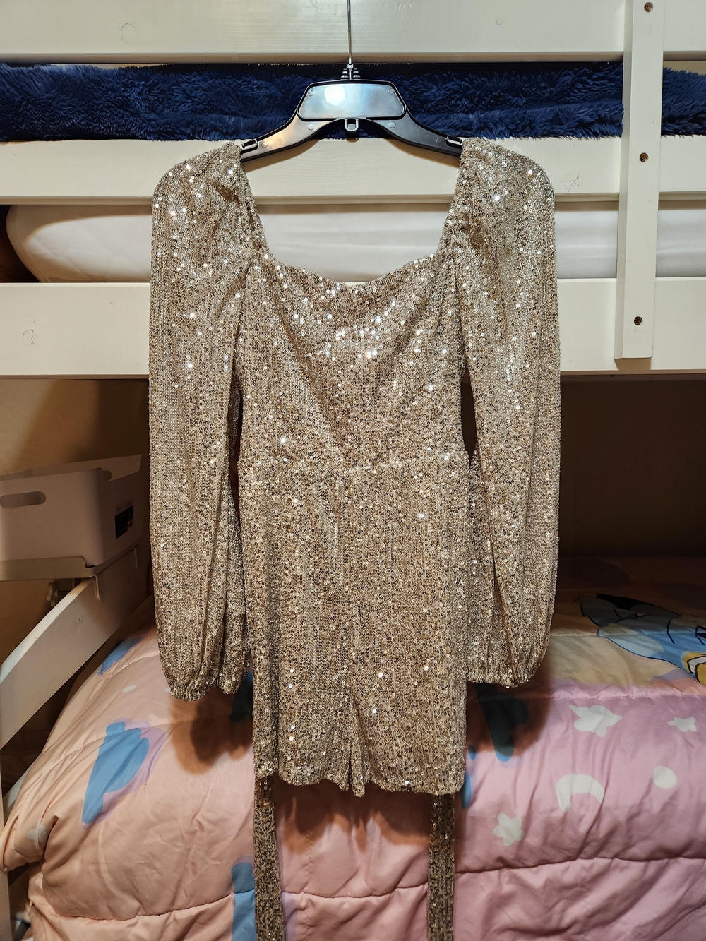 Petal & Pup - Nude - Bella long sleeve sequin romper - Picture 2 of 6